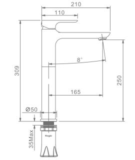 Высокий смеситель для раковины Raglo R03.15 хром